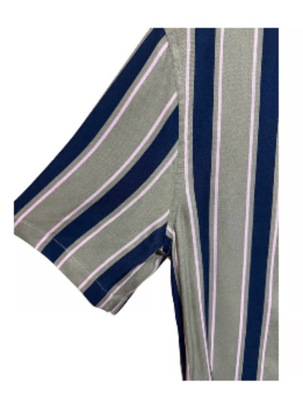 The Kooples Vertical Stripe Short-Sleeve Shirt in Navy & Olive $225 nice fabric - Picture 4 of 8